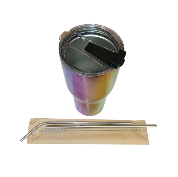 BEAST Rainbow Tumbler Stainless steel with straws 30oz. NWOT - Picture 4 of 4